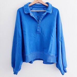 Aerie Cobalt Blue Quarter Snap Sweatshirt